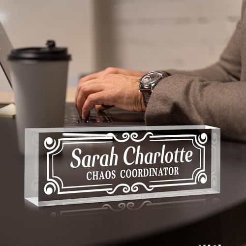 Custom Office Name Plate for Desk - Name Plate Personalized Gifts for Coworkers, Boss, Teacher, Social Worker - Acrylic Office Desk Decor for Women Men - Employee Appreciation Gifts (white 4) - Image 5