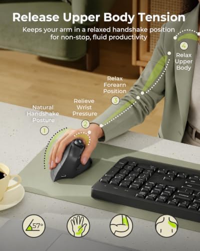 seenda MOU-302 Wireless Bluetooth Ergonomic Vertical Mouse with Volume Knob - Image 3