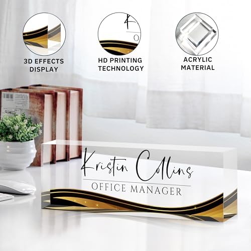 Custom Name Plate for Desk, Personalized Desk Name Plate on Clear Acrylic Glass, Appreciation Gifts for Teacher Employee Boss Coworkers Nurse, Office Desk Accessories for Women Men (Sable) - Image 5