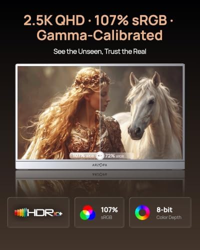 ARZOPA 16.1'' 180Hz 2.5K Portable Monitor, 2560x1440 QHD 107% sRGB -Z3FC - Image 3
