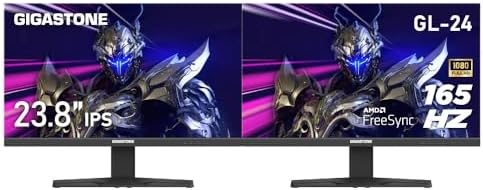 Gigastone 24 inch IPS LED Back Light Gaming Monitor 2-Pack 165Hz FHD 1920 x 1080, 178° Wide View, Dual Monitor, Computer Monitor, Built-in Speakers, FreeSync, Ergonomic Tilt VESA Mount,DP,HDMI by Gigastone