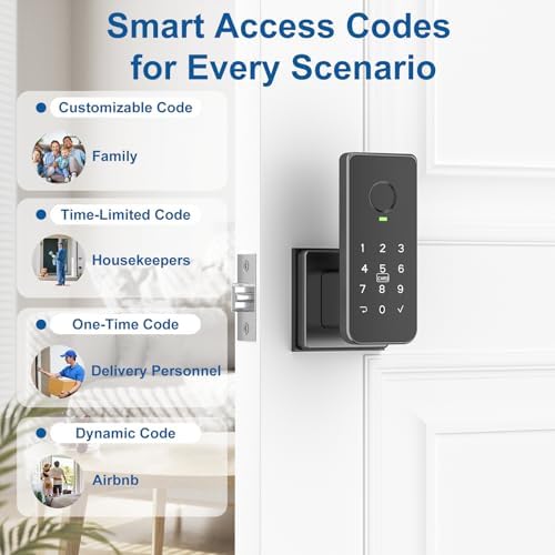 Foxgard Smart Fingerprint Door Lock, 5-in-1 Fingerprint Door Knob, Black - Image 4