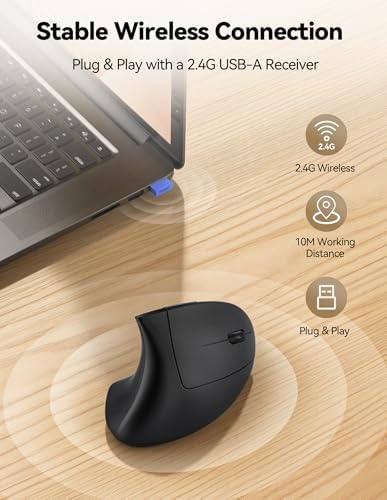 TECKNET 2.4G Wireless Ergonomic Vertical Mouse(USB Receiver, Rechargeable) - Image 4