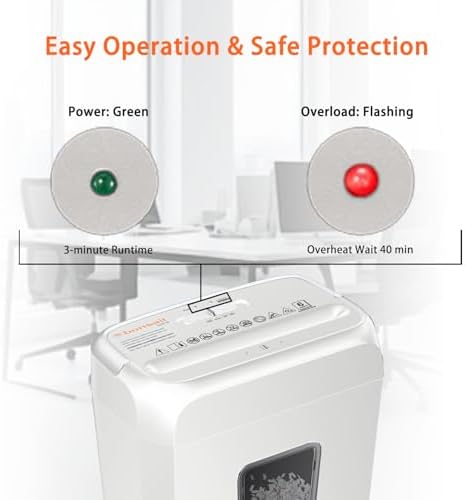 Bonsaii Low Noise Operation Paper Shredder, 6-Sheet Cross-Cut, Credit Card Shredder, Home Office, Handle for Document, Mail, Staple, 3.4 Gal Wastebasket, Easy-Carry Handle, White - Image 5
