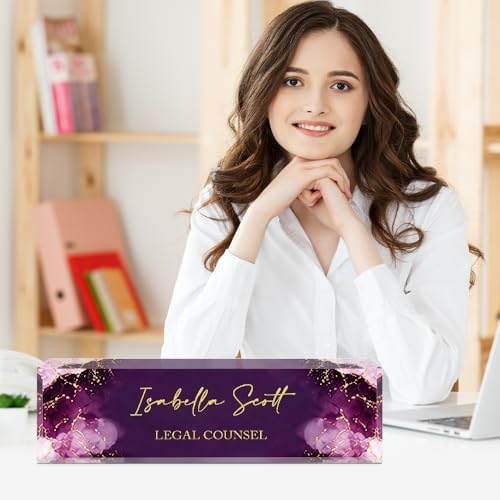 Custom Name Plate for Desk, Acrylic Desk Name Plate Personalized, Employee Appreciation Gifts, Office Desk Accessories for Women Men Teacher Nurse, Coworker Gifts for Manager Assistant (Lavender) - Image 2