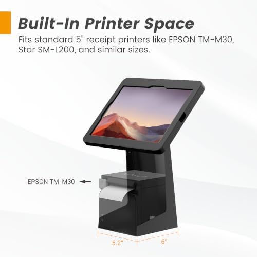 All-in-One Tablet POS Stand with Printer Compartment, All Metal Desktop Kiosk with Key Lock, 90° Flip Enclosure Compatible with iPad 10.9/11” - BSP101BA - Image 3