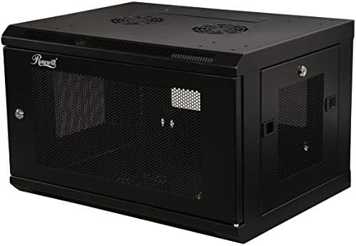 Rosewill 6U 19" Wall Mount Rack Cabinet Enclosure, with 3 Side Locking Mesh Door 16.5" Deep, Switch-Depth, Black - RSWM-6U002 by RosewillInc