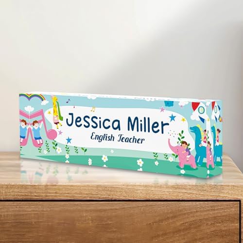 Personalized Acrylic Office Desk Name Plate with Name and Title Printing by nyareka