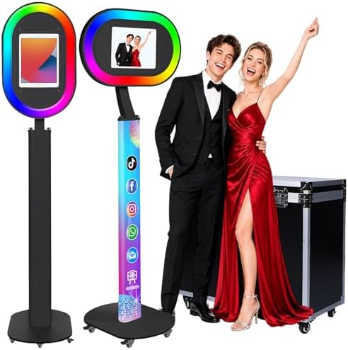 Portable Photo Booth for iPad 10.2" 10.5" 10.9" 11" 12.9" 13" Photobooth Machine Metal Shell Selfie Station RGB Ring Light Custom Logo for Parties Wedding Rental by ZLPOWER