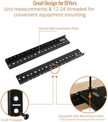 Tecmojo 6U Vertical Rack Rail Pair Kit DIY Rack Rails Kit, 12-24 Screws Included to Mount Equipment, Tapped Hole - Image 4