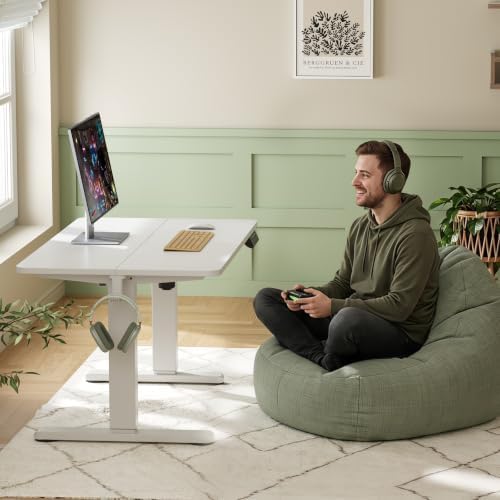 35" Low Height Adjustable Desk, Electric Center Table, White - Image 2