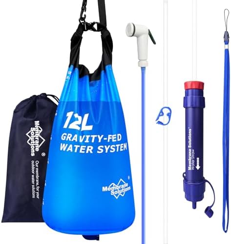 Membrane Solutions 12L Gravity Water Filter Max with Shower for Camping by MembraneSolutions