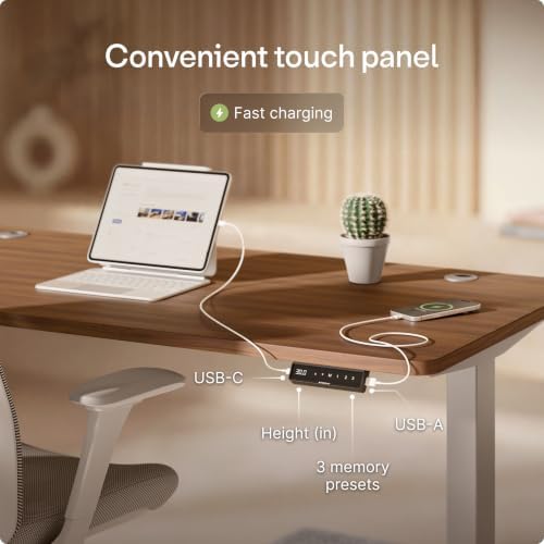 Desktronic HomePro Standing Desk 72x30 — Made in Europe, Ergonomic Sit Stand Home Office Desk, Electric Height Adjustable, Dual Motor, USB & USB-C Charging, Wobble-Free, Touchscreen, 3 Memory Presets - Image 5