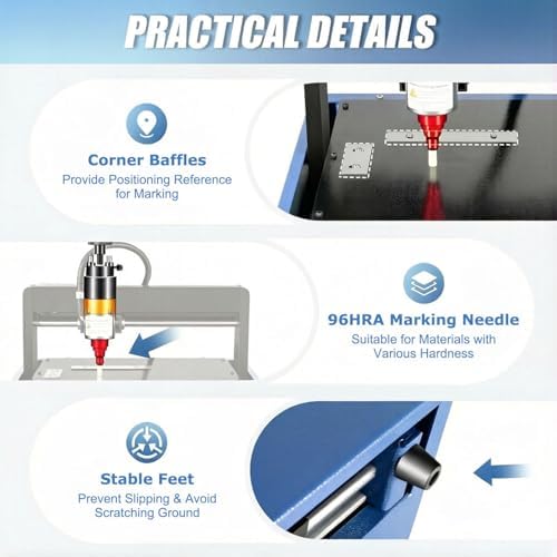 Electric Metal Marking Machine, Desktop Nameplate Tag Marking Tool, 3 in 1 Control, 0.05-1mm Depth, for Mark Fixed Character Serial Number VIN - Image 5