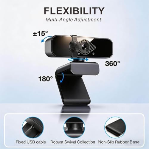 4K Webcam with USB C Adapter Privacy Cover Microphone for PC Mac Laptop - Image 6