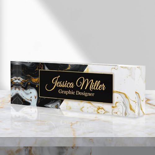 Personalized Acrylic Office Desk Name Plate with Name and Title Printing by nyareka