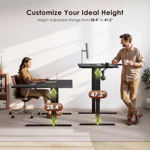 OffiGo 71" Reversible L Shaped Electric Standing Desk, Carbon Fiber Black - Image 4