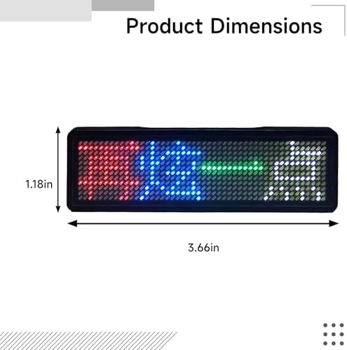 Generic Rechargeable Programmable Led Name Tag, Customizable Display for Events, Business Use, Mobile App-Controlled, RGB, 3.4 X 0.9 in / 8.5 X 2.3 Cm Screen - Image 4