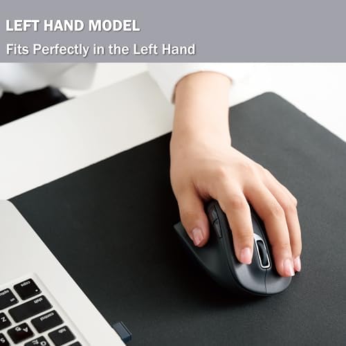 ELECOM Left Hand Wireless Ergonomic Mouse, 2.4GHz with Mini USB Receiver, Silent Click, 2000DPI, 5 Buttons, Optical Sensor, Compatible with PC, Mac, Laptop, EX-G, Msize Black (M-XGM31DBSKBK) - Image 2