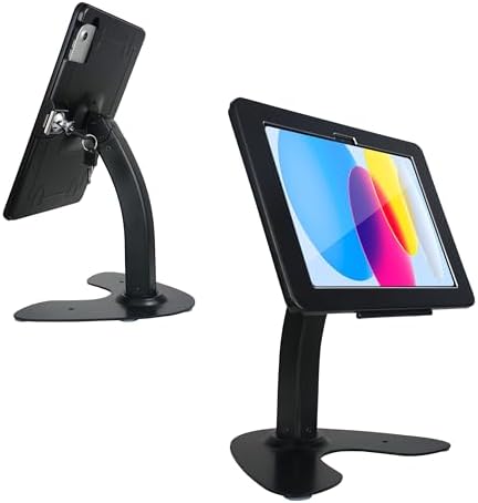 Desktop Anti-Theft Kiosk Stand POS Stand with Lock Bracket for 2025 iPad 11" (A16) 11th/ 2022 iPad 10.9" 10th Gen.,Excluding Other 10.9"& 11",360°Swivel,Metal(Black) by DDSHOW