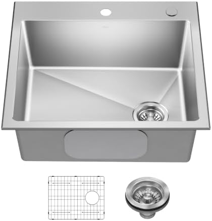 KRAUS Fairlane 24 in Drop In Single Bowl Stainless Steel Kitchen Sink by Unknown