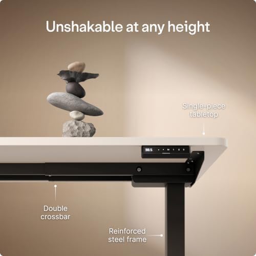 Desktronic HomePro Standing Desk 48x24 — Made in Europe, Ergonomic Sit Stand Home Office Desk, Electric Height Adjustable, Dual Motor, USB & USB-C Charging, Wobble-Free, Touchscreen, 3 Memory Presets - Image 3
