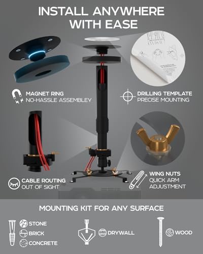 Universal Projector Mount for Ceiling & Wall, Adjustable 13.8" to 21" - Image 4