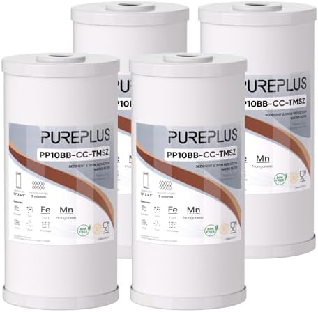 PUREPLUS 10" x 4.5" Whole House Iron Reducing Sediment Water Filter,4PACK by PUREPLUS
