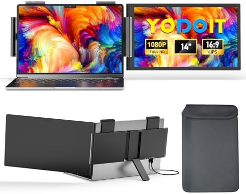 Yodoit Laptop Screen Extender, 14" FHD 1920×1080 Travel Monitor with USB Type C Port and Built-in Speakers Compatible with MacBook by Stayconnectedstayproductive