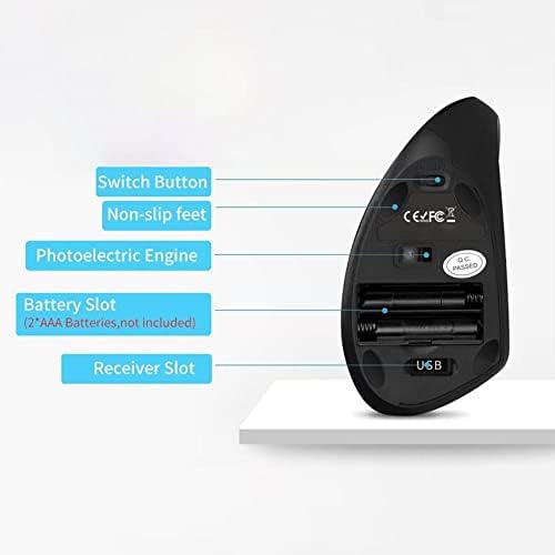 Ergonomic Mouse, 2.4G Optical Wireless Vertical Mouse with 6 Buttons - 3 Adjustable DPI 800/1200/1600 for Laptop, PC, Computer, Desktop, Notebook etc, Specially for Right-handers - Image 2