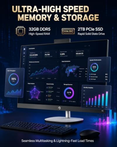 HP 27" All in One Desktop Computer Touchscreen Copilot PC 32GB DDR5 2TB SSD - Image 5