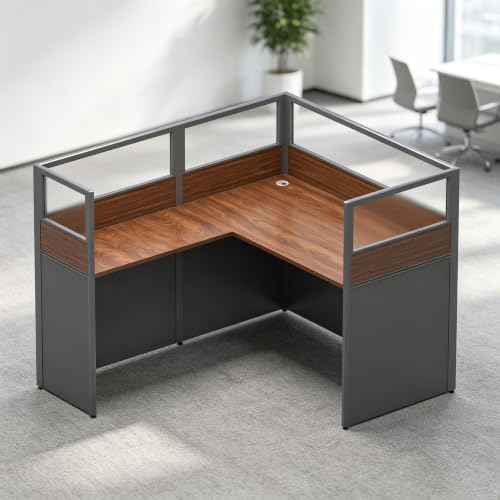 Nykto Office CubicleDesk with Mute Privacy Panels (A1 Person, Dark Walnut) by Nykto