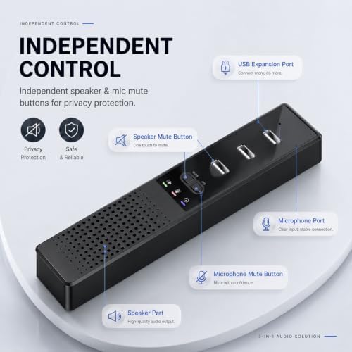 3 in 1 USB Wired Speaker with Microphone,Conference Speakerphone for PC & Laptop,360° Voice Pickup, Plug and Play, Computer Speaker for Zoom, Teams, Skype, Home Office & Online Meetings - Image 6