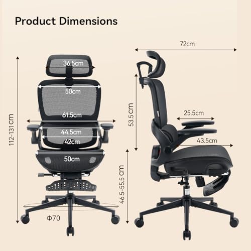 SIHOO B100 PRO Ergonomic Office Chair with Footrest, 4D Flip-Up Armrests - Image 2