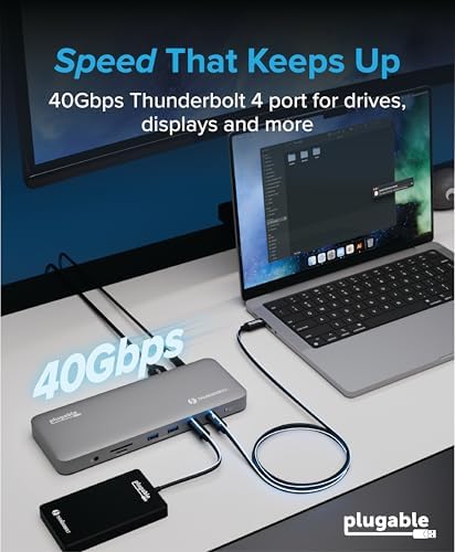 Plugable Thunderbolt 4 Dock for M4/M5 MacBook Air & Pro, 100W Charging - Image 4