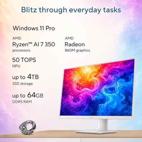 ASUS 27" FHD Touchscreen All-in-One PC, AMD Ryzen AI 7 350 (up to 5.0GHz), 64 GB DDR5, 2 TB SSD, Radeon 860M, IPS Anti-Glare Display, Wi-Fi 6, BT 5.4, Copilot Key, Keyboard & Mouse, Windows 11 Pro - Image 4