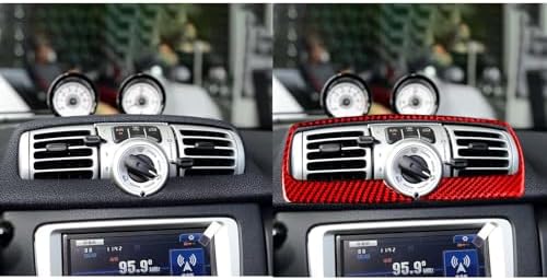 Car Dashboard Central AC Climate Control Panel A/C Vent Outlet Sticker Real 3K Red Carbon Fiber Decoration Interior Accessories Trim Compatible with Benz Smart Fortwo 2011 2012 2013 2014 2015 - Image 5