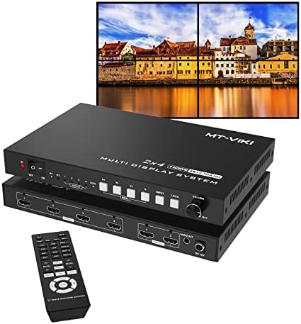 MT-VIKI 4K Video Wall Controller 2X2 with 2 HDMI Input+ 4 HDMI Output, TV Wall Controller 4K30Hz Support Point-to-Point Display + 180° Degree Rotate + 3.5MM Audio [Non-Stretching & Non-deforming] by MT-VIKI