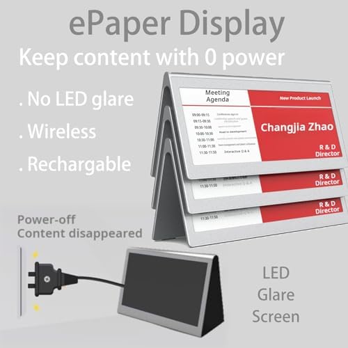 Editable Table Name Tent Digital Blank Place Name Card with Dual 10.85" ePaper Screen, Single Charge for Half A Year, -6 pack- - Image 3