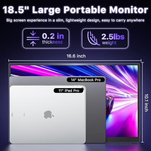 VisionOwl Portable Monitor 18.5 Inch 2K QHD 120Hz Second Screen, USB-C HDMI HDR Travel Monitor for Laptop PC MacBook PS5 Xbox, VESA Mountable, with Speakers, Built-in Kickstand - Image 6