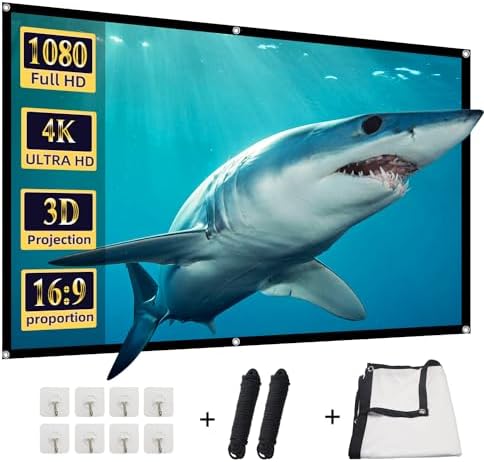 Projector Screen, DUYIKJ 84 inch Foldable Portable Rear Front Projector Screen Indoor Outdoor 4K 16:9 HD Double Sided Projection Movies Screen for Camping Party,Backyard Home Theater by DUYIKJ