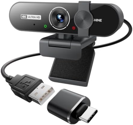 4K Webcam with Microphone, Triple Privacy Protection Computer Camera Calls by LANDSHINECAM