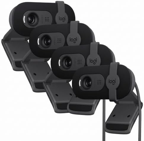 Logitech Brio 101 Full HD 1080p Webcam for Meetings,Streaming,Desktop,Laptop,PC - Built-in Mic,Shutter,Works with Zoom,Microsoft Teams,Nintendo Switch 2’s New GameChat Mode,USB-A,-Black,(Pack of 4) by Unknown