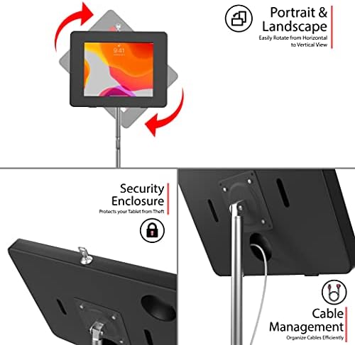 Compact Floor Stand – CTA Floor Stand w/Security Enclosure for iPad 11 (A16) - Pro 11-inch M4 - Air 11-inch M3- iPad 10th Gen - Galaxy Tab & More Tablets - Black (PAD-PARAAFS) - Image 3