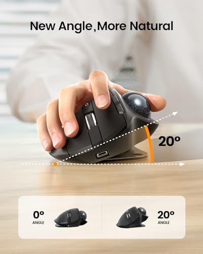 ProtoArc EM01 NL Wireless Trackball Mouse, Rechargeable Thumb Control, Gray - Image 2