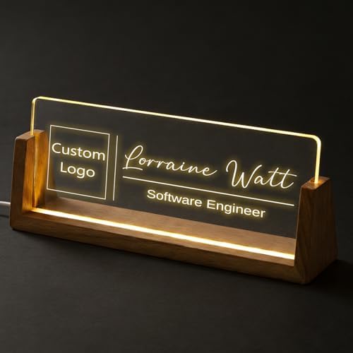 Custom Desk Name Plate,Light Up Acrylic Office Sign, Personalized Gift for Boss Coworker Teacher, Employee Appreciation Award, Home Office Decor - Image 2