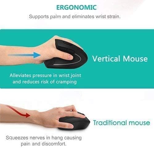 Ergonomic Left-Handed Wireless Vertical Mouse, 2.4G, 3 Adjustable DPI (800/1200/1600), Specially for Left Handers - Image 3