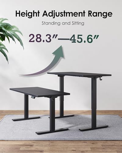 TIQLAB Standing Desk 55 x 24 inch, Electric Height Adjustable with Splice Board, Stand Up Desk, Sit Stand Desk Computer Desk for Home Office, Black Frame/Black Top - Image 4