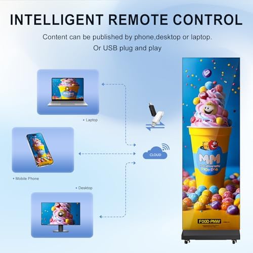80 Inch LED Digital Signage Display with P1.86, LED Poster Screen Frameless Splicing, Advertising Display GOB LED Screen with Flight Case for Giant Commercial Events & Rentals (Black, 1 Unit) - Image 6