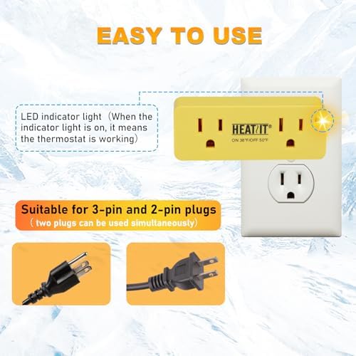 HEATIT ET-21 Thermostat Plug for Heat Tape, 38°F On/50°F Off ET-24 1PCS - Image 3